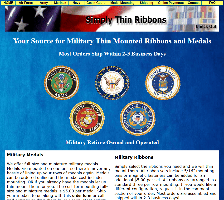 The original Simply Thin Ribbons website